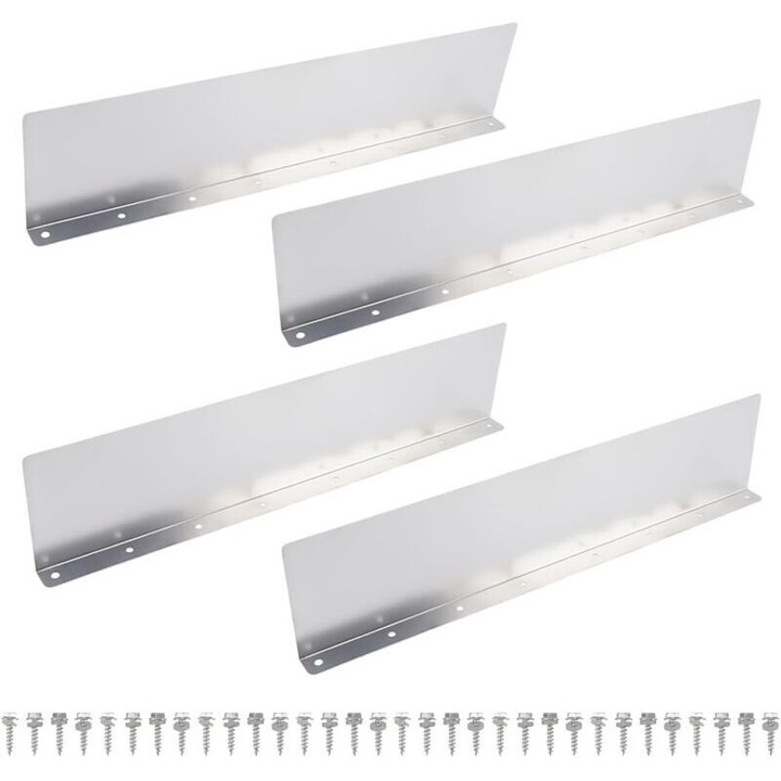 Set 4 aparatori aluminiu pentru jgheaburi dreptunghiulare, protectie ploaie, 32 suruburi, universal, 4x32cm
