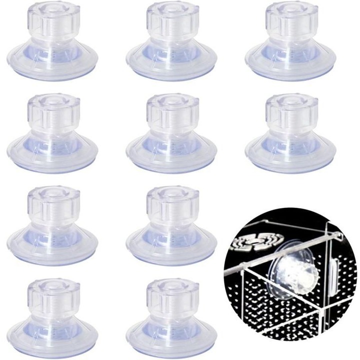 Set 10 ventuze PVC transparente, rezistente, 4.5x3cm, 10g, pentru rulote si corturi