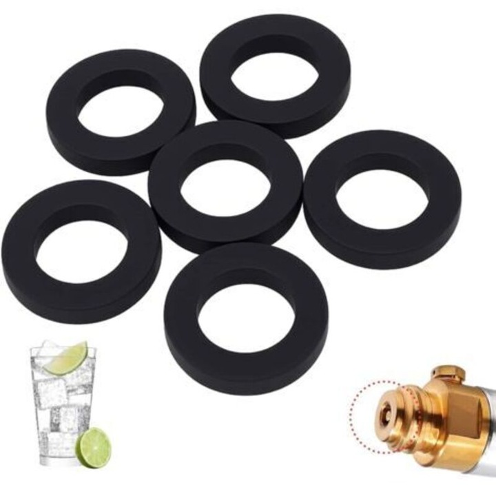 Set garnituri de etansare CO2, inele O-ring din silicon, rezistente si durabile, compatibile cu SodaStream/SodaClub/MySodaPop/WasserMaxx, negru, 20 buc