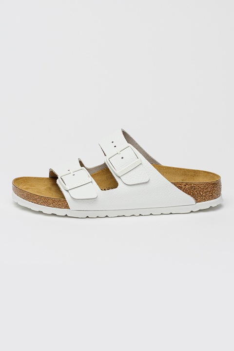 Birkenstock, Papuci de piele Arizona, Alb optic, 36