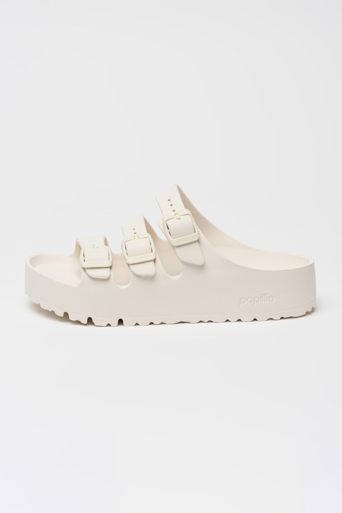 Birkenstock, Papuci flatform din material sintetic Florida III, Alb murdar, 39
