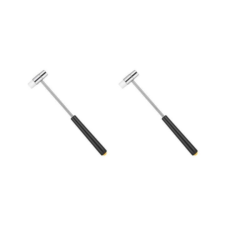 Ciocan bijutier, din metal si plastic, maner antiderapant, cap din cauciuc moale, negru/alb, 2 bucati