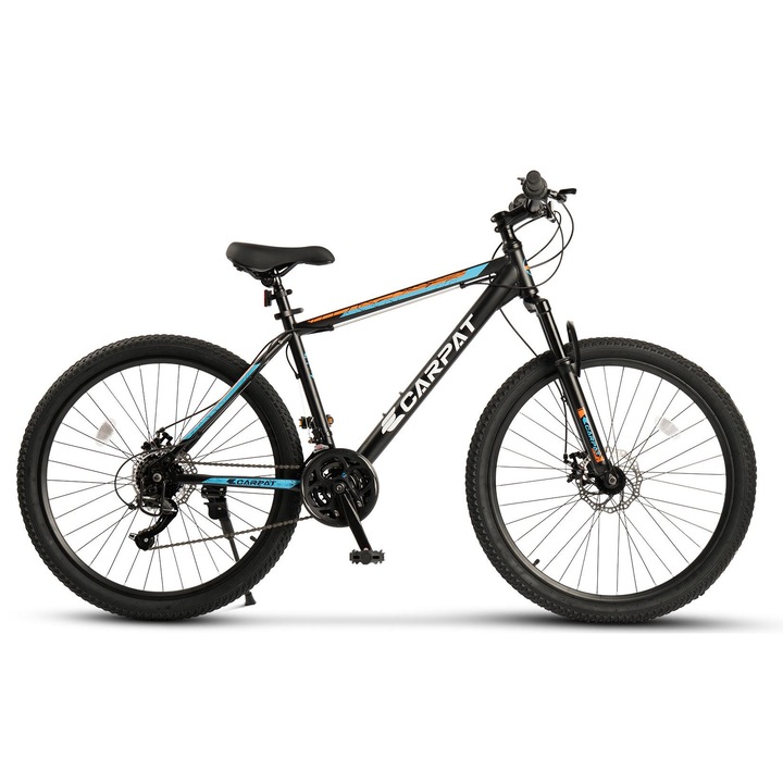 Bicicleta MTB Copii Saver XR1 JSXS2610294 26", Suspensie fata, Manete Rotative Shimano, Frane pe Disc, 21 Viteze, Negru/Albastru