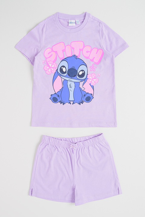 Original Marines, Памучна пижама с шарка на Stitch, Лилав