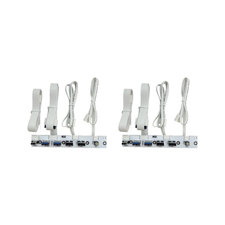 Előlapi USB 3.0 hub készlet, 2 USB3.0, 2 USB2.0, 1 Type-C, LED kapcsoló, fehér