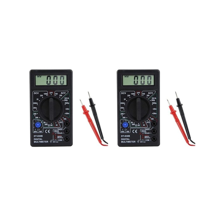 Multimetru digital set 2 buc LCD 3 1/2 ecran plastic negru 9V