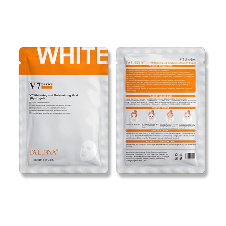 TALINNA, V7 hidrogél hidratáló maszk, 30ml, 4 db/szett, Bársonyos bőr