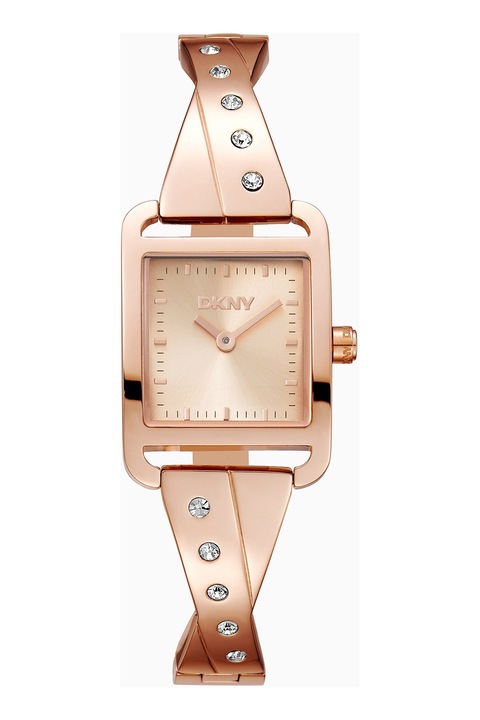 DKNY, Квадратен часовник от неръждаема стомана, Rose Gold