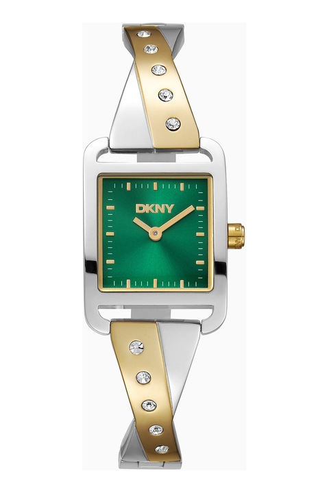 DKNY, Ceas de otel inoxidabil cu bratara rasucita, Argintiu, Auriu