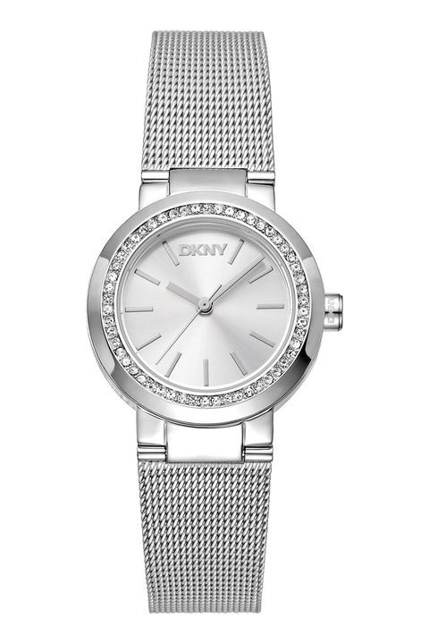 DKNY, Ceas de otel inoxidabil cu logo, Argintiu