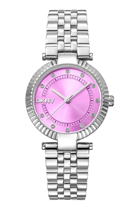 DKNY, Kristályokkal díszített rozsdamentes acél karóra, Ezüstszín