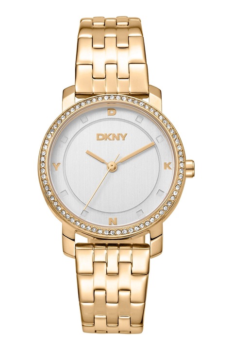 DKNY, Rozsdamentes acél karóra kristályokkal díszítve, Aranyszín