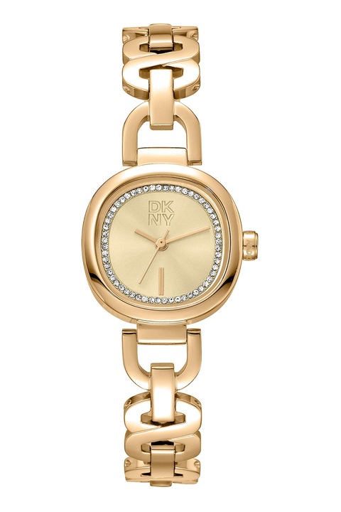 DKNY, Ceas quartz cu logo pe cadran, Auriu