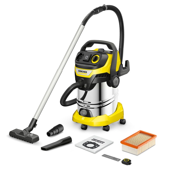 Aspirator umed-uscat, Karcher, WD 6 Control PS, galben, 30 l