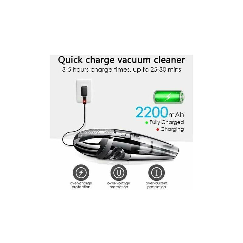 Aspirator portabil fara fir Tigrezy puternic, 120W, 2200mAh, cu functie Wet & Dry, filtru HEPA lavabil si 5 duze - reincarcabil pentru casa, masa, birou, masina