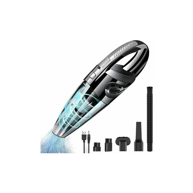 Aspirator portabil fara fir Tigrezy puternic, 120W, 2200mAh, cu functie Wet & Dry, filtru HEPA lavabil si 5 duze - reincarcabil pentru casa, masa, birou, masina