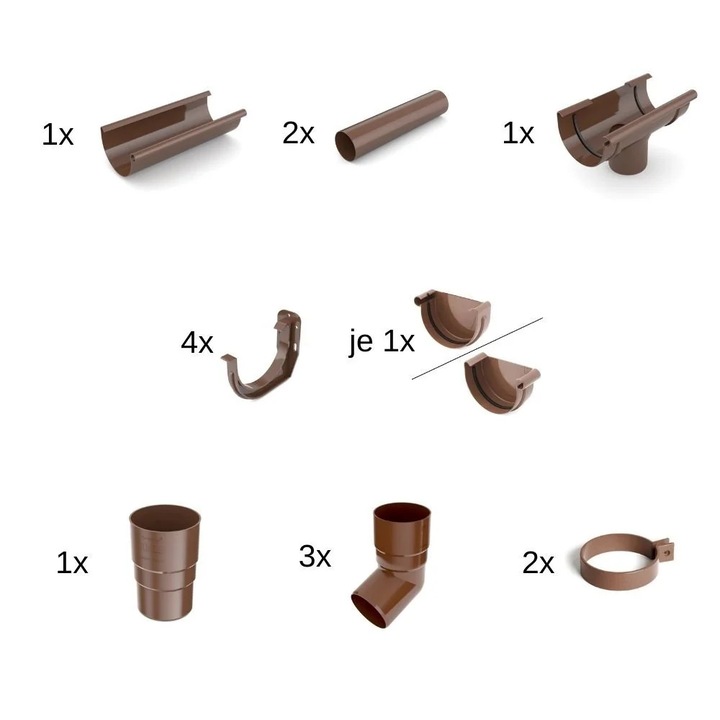 Set jgheaburi pluviale 2m maro, Sistem 100 – Plastic, montaj facil si design estetic