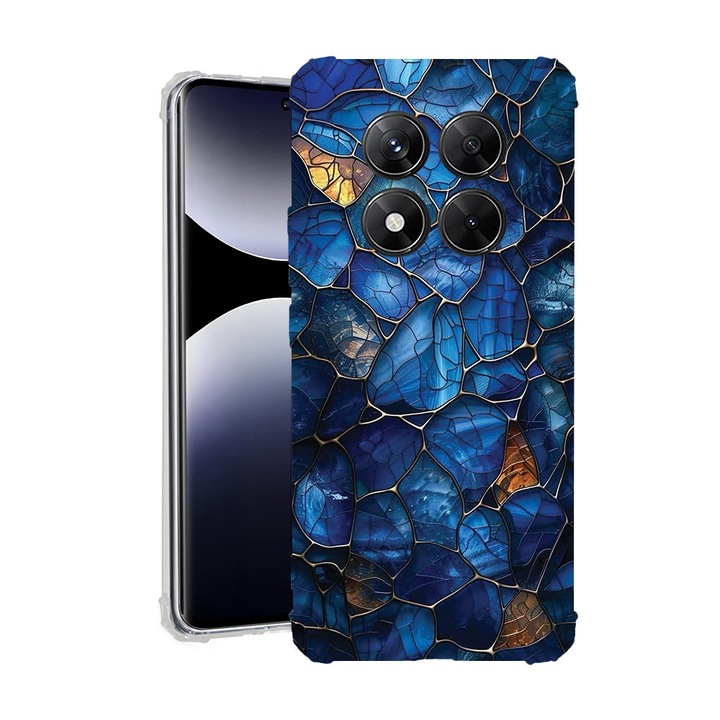 BestCase® Ütésálló Tok Kompatibilis Xiaomi Redmi Note 15 Pro 4G, Virágos - Ólomüveg Hortenzia, Kameravédelem, Kopásálló, 3143610 AS 2079