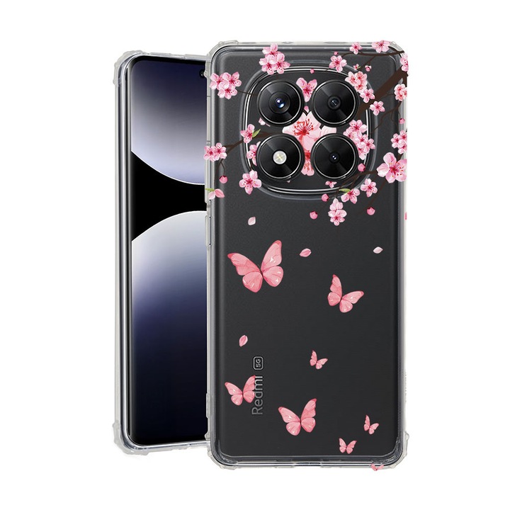 BestCase® Husa Anti Shock Compatibila cu Xiaomi Redmi Note 14 Pro 5G / Note 14 Pro Plus, Pink Cherry Blossom & Butterflies, 1938410 AS 2045