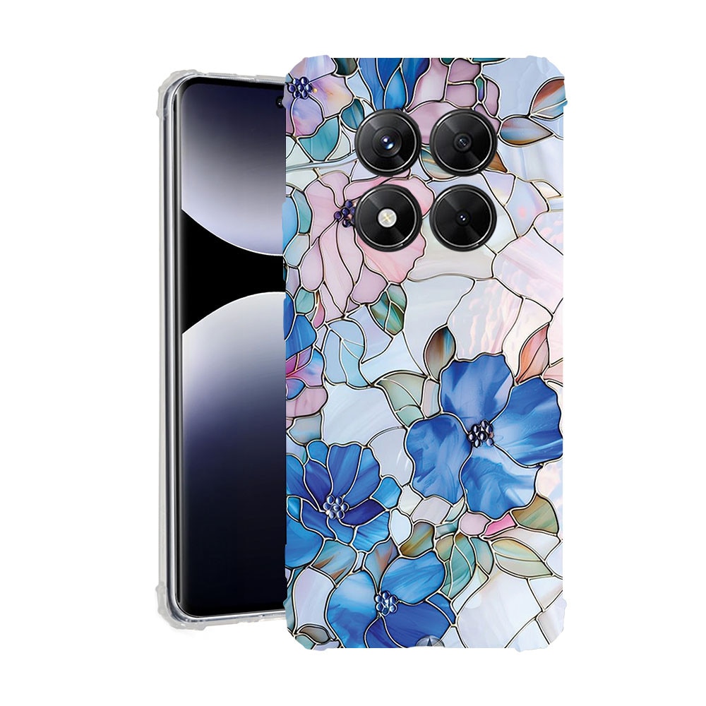 BestCase® Husa Anti Shock Compatibila cu Xiaomi Redmi Note 15 Pro 4G, Floral - Stained Glass Hydrangea, Protectie Camera, Rezistenta la uzura, 3143610 AS 2081