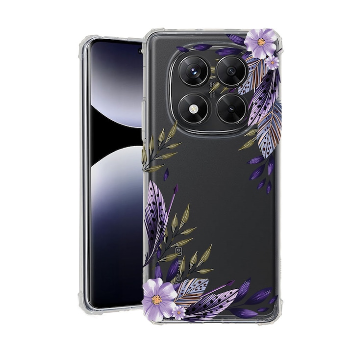 BestCase® Husa Anti Shock Compatibila cu Xiaomi Redmi Note 14 Pro 5G / Note 14 Pro Plus, Floral - Levander, 1938410 AS 2053