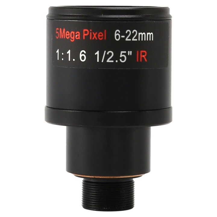 Varifokális CCTV objektív 6-22mm 5MP fém-fekete 28x45mm