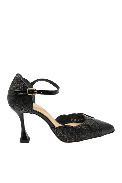 Pantofi decupati Kordel, cu toc stiletto inalt, negri din piele naturala KOR3059, Negru
