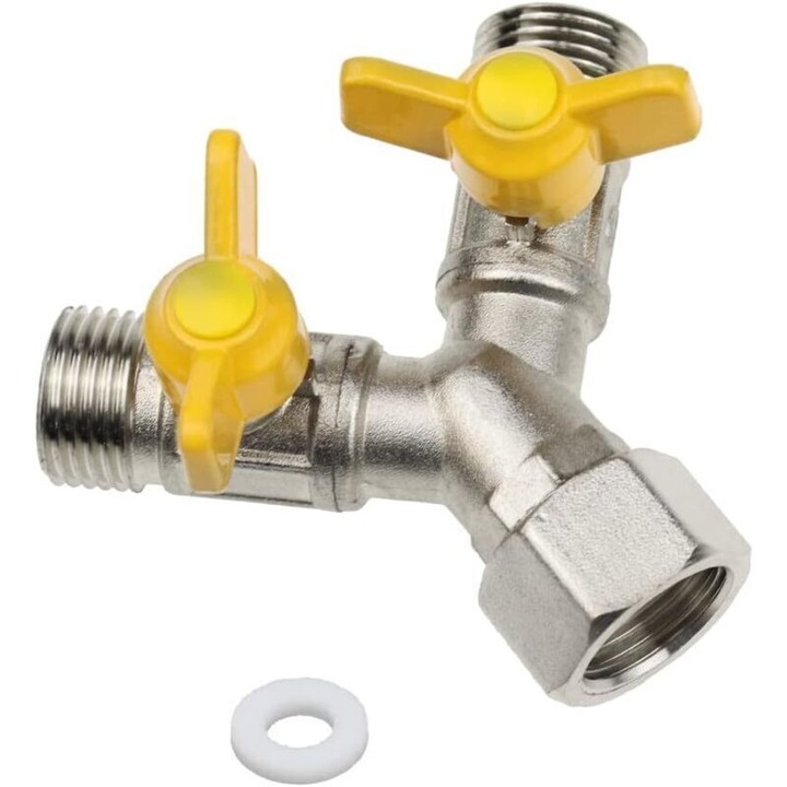 Robinet comutator Y 1/2 inch alama 3 cai cu opritoare 7x8cm