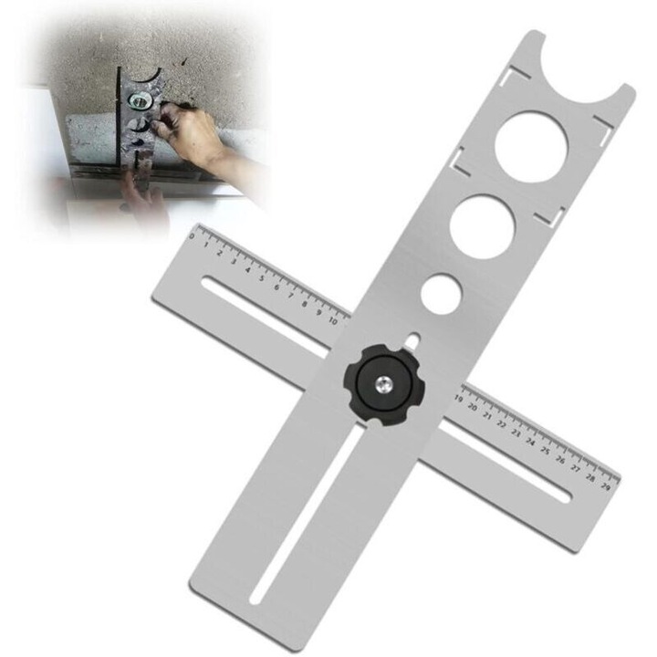 Instrument reglabil pentru gaurire si masurare unghiuri, multicolor, dimensiuni variabile