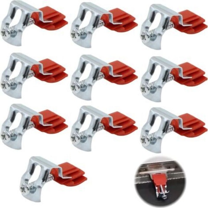 Cleme prindere chiuveta, set 10 buc, otel mangan, ajustabile, 50x25x18mm