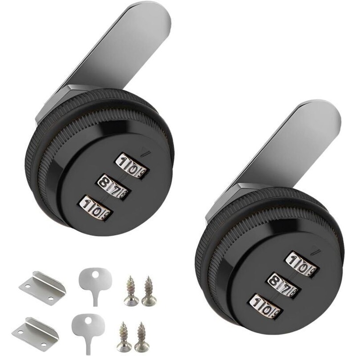 Set 2 broaste cu combinatie, negru, pentru usi 15x25mm