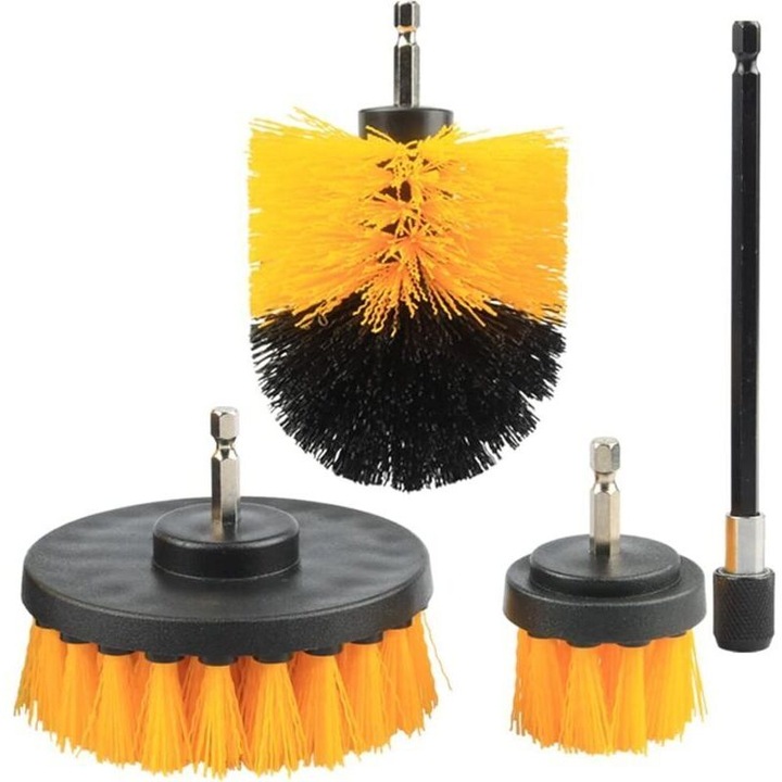 Set 4 perii rotative pentru curatare burghiu cu tija extensibila multicolor