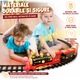 Trenulet Electric cu Abur ElectricSteam Train Indiggo® – Set Locomotiva Retro cu Fum Realist, Lumini Frontale si Sunete, Vagoane Detasabile, Sine Circulara, Efect Abur pe Baza de Apa, Tren Clasic de Colectie pentru Copii, Joc Interactiv 3 Ani+, Red Gold