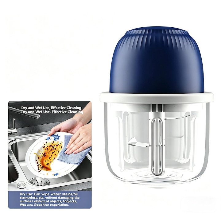 Blender Portabil, 2 Recipiente, Diferite culori, 400 ml, 6 Lame 3D, USB-C reincarcabil, 45W, Capac Inclus, Turcoaz, easyCTRL®