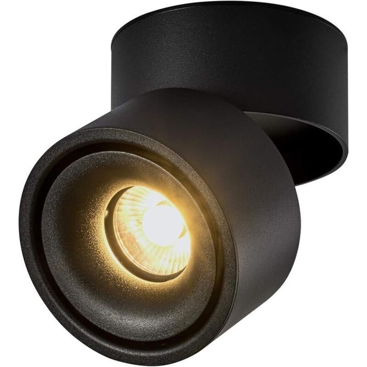 Spot/aplica led de tavan si perete, 10W 3000K, reglabil 360°/90°, din aluminiu, negru, 10x10x10 cm