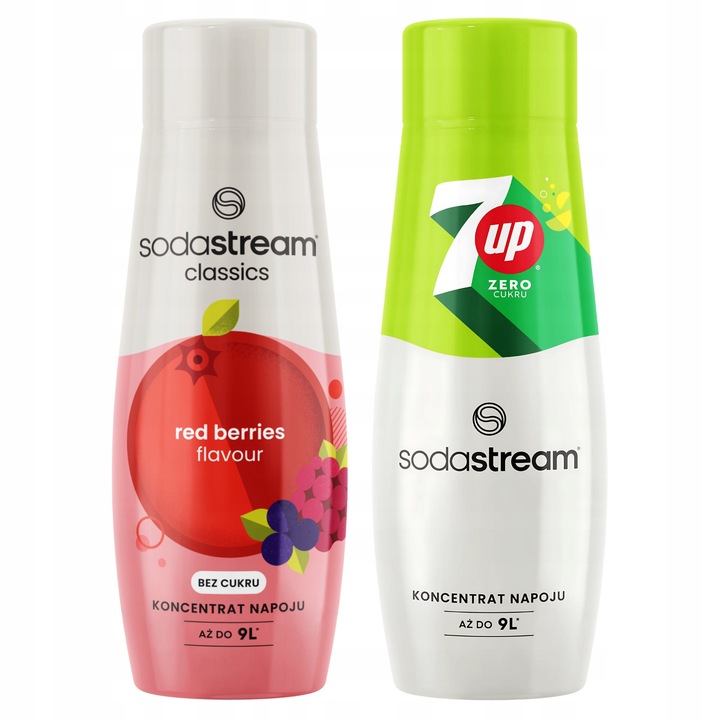 Set de 2 siropuri concentrate Sodastream Fructe de padure + 7UP Free fara zahar