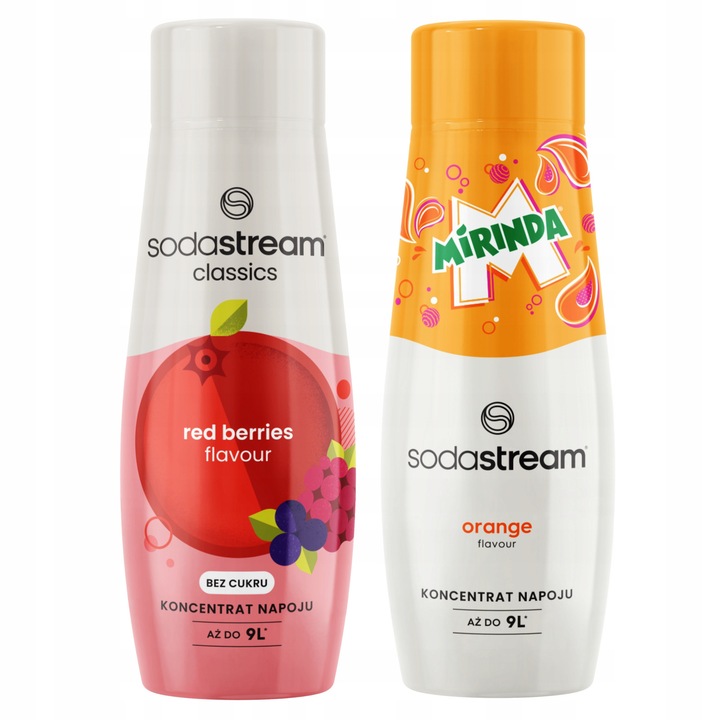 Set de 2 siropuri concentrate Sodastream Fructe de padure + Mirinda