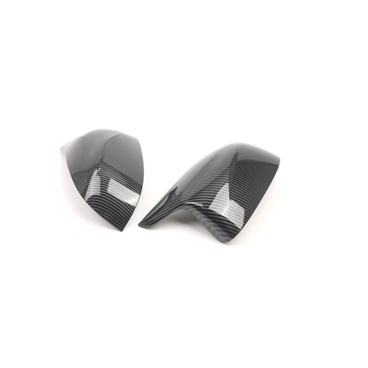 Capace oglinzi laterale (huse) pentru BMW X3 G01, X4 G02, X5 G05, X6 G06, X7 G07 (2018-2021), montaj inlocuire directa, aspect fibra de carbon, Negru, 1 pereche