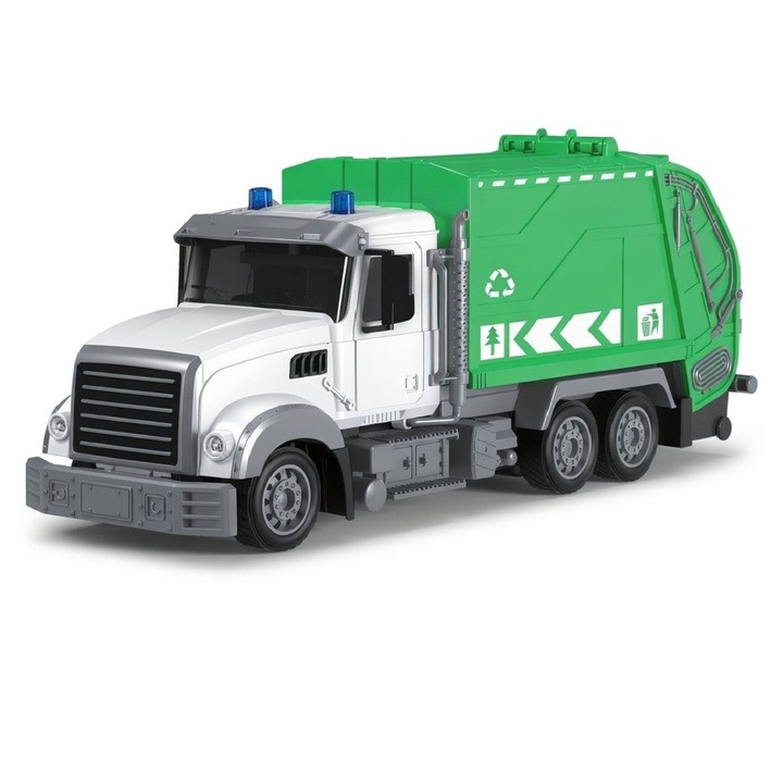 PinkBlue Távirányítós Kukásautó – Nagy Teherautó 38.5 cm, 2.4G, Újratölthető Akkumulátor, Automatikus Emelés, Fények és Hangok, Gyermekeknek 3+ Év
