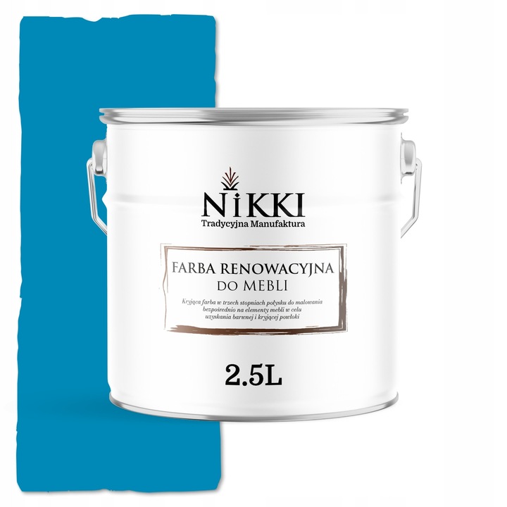 NIKKI Tradycyjna Manufaktura bútorfelújító festék, félmatt, ellenáll a tisztítószereknek és karcolásoknak, világoskék RAL 5012, 2,5L