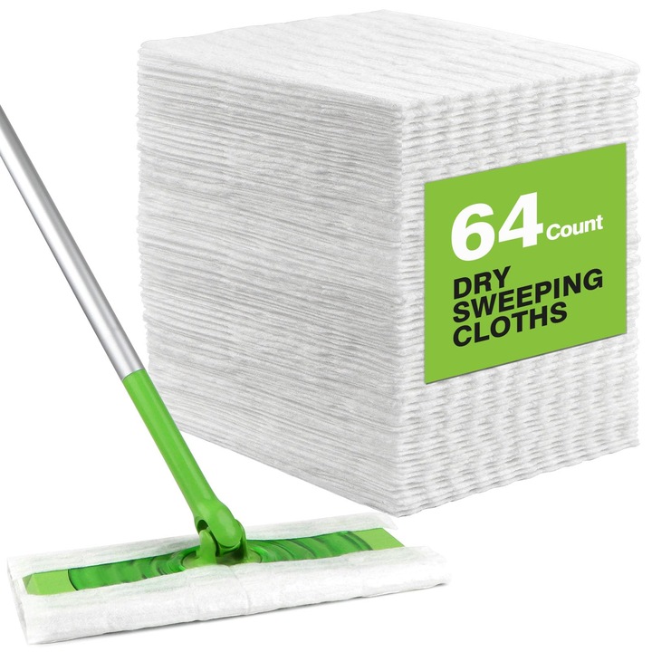 HOMEXCEL HXL-JY-100-EU száraz felmosó kendők, kompatibilis a Flash Speedmop-pal, eldobható törlőkendők, nagyon nedvszívó, fehér, 64 db (20 x 26,4 cm)