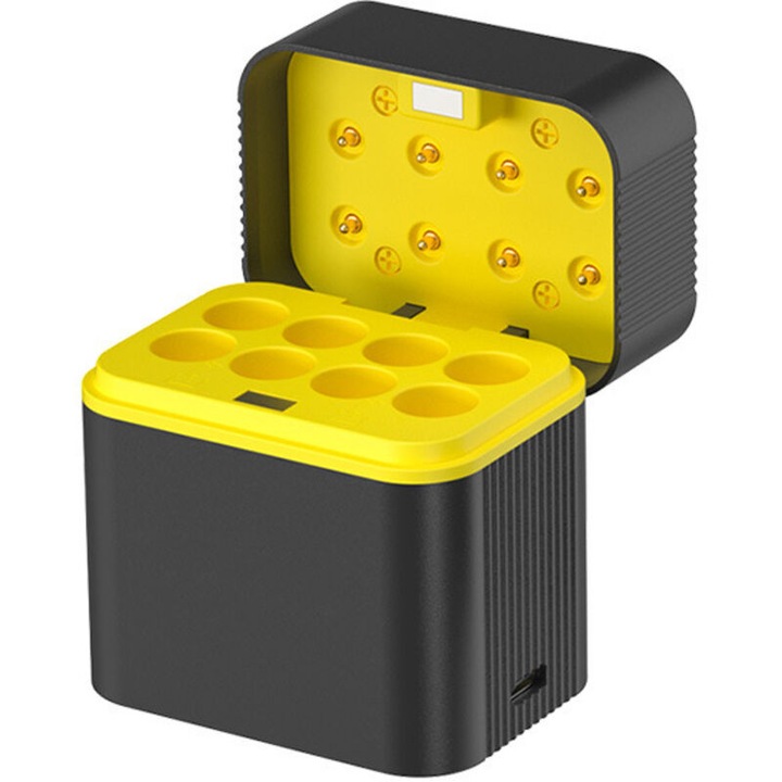 Incarcator baterii AAA reincarcabile 1.5V 1600 cicluri, 1300mWh, 8 sloturi, negru