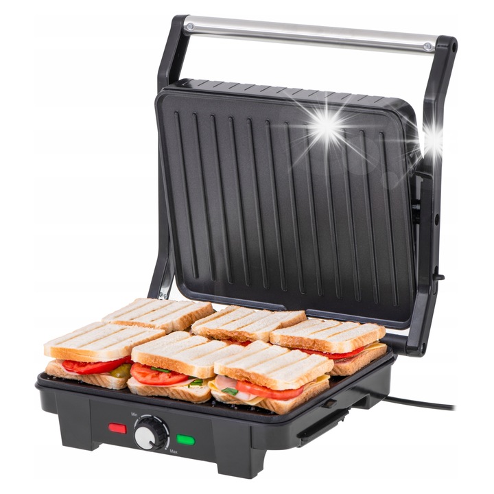 Grill electric Adler AD 3051, 29x24cm, inox, 2800W, pliabil