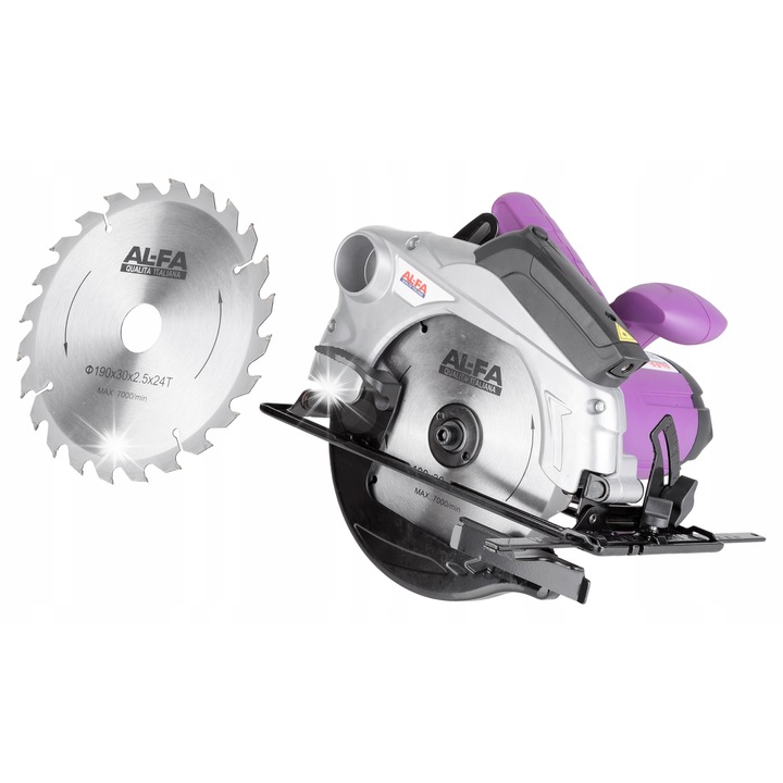 Fierastrau circular manual AL-FA ALCS215 2150W, 190mm, 63mm adancime, alb-negru