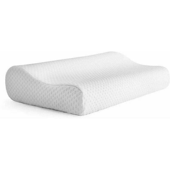 Perna cervicala ergonomic, spuma memorie, alb, 50x30x10cm