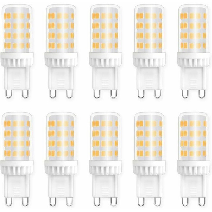 G9 LED izzó / lámpa, 5W, 40-50W halogénnel egyenértékű, 450 lm, semleges fehér 4000K, standard G9 foglalat, 220-240V, nem szabályozható, 360°-os fényszórás, O18x50mm