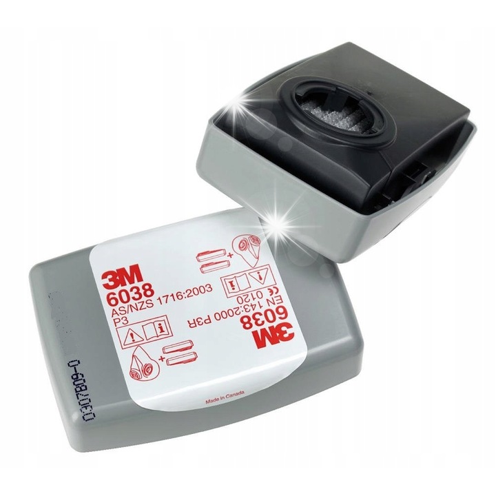 3M 6038 P3 porvédő szűrő, 2 db-os készlet, vegyi védelem, műanyag, univerzális