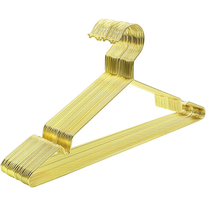 SONGMICS Set de 20 de umerase metalice rezistente cu finisaj cromat, design slim antiderapant, 42 cm, auriu