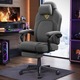 SONGMICS Scaun gaming ergonomic cu suport picioare, reglabil pe inaltime, spatar rabatabil 90-135°, material textil tip bumbac/in, 70x70x129 cm, gri