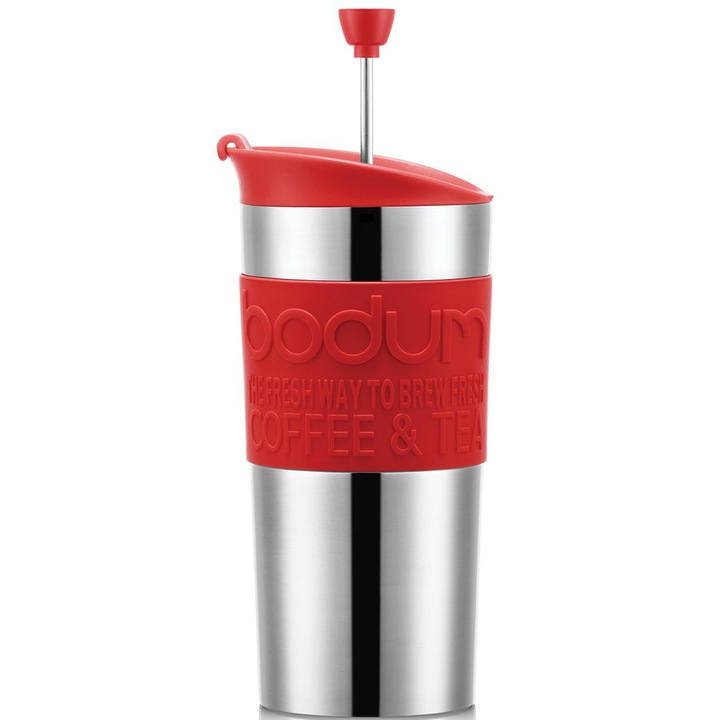 Cafetiera french-press - Coffee Maker - Rosu, Sticla, Rosu, 350 ml